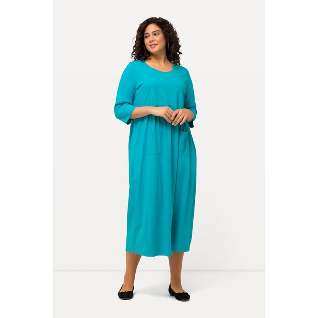 Robe en jersey, silhouette en A aqua foncé <span itemprop=