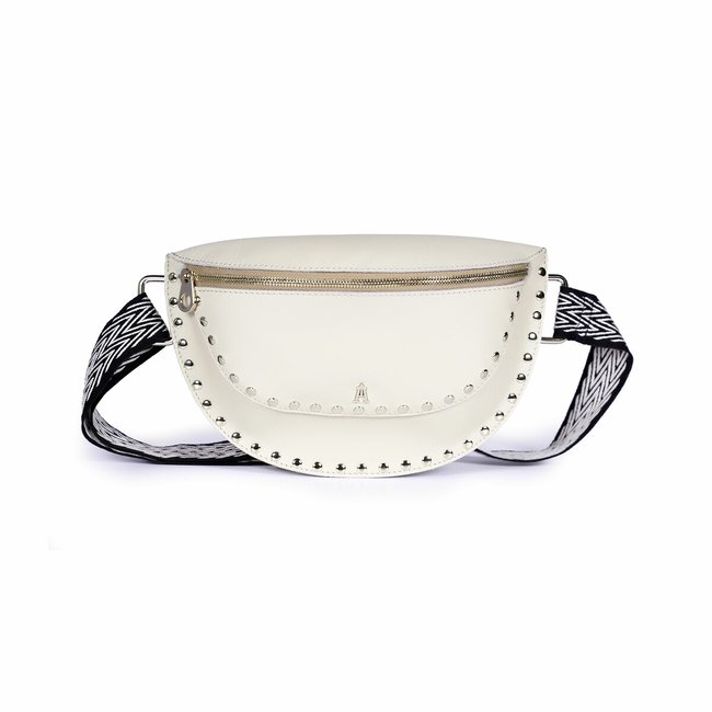Box Smile Bum Bag in Leather, cream, CRAIE STUDIO