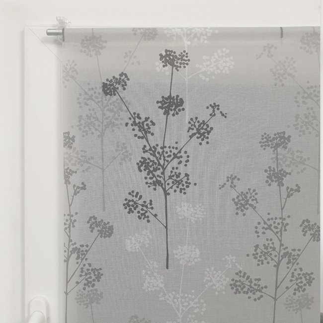 Vitrage tamisant motifs graminées blanc <span itemprop=