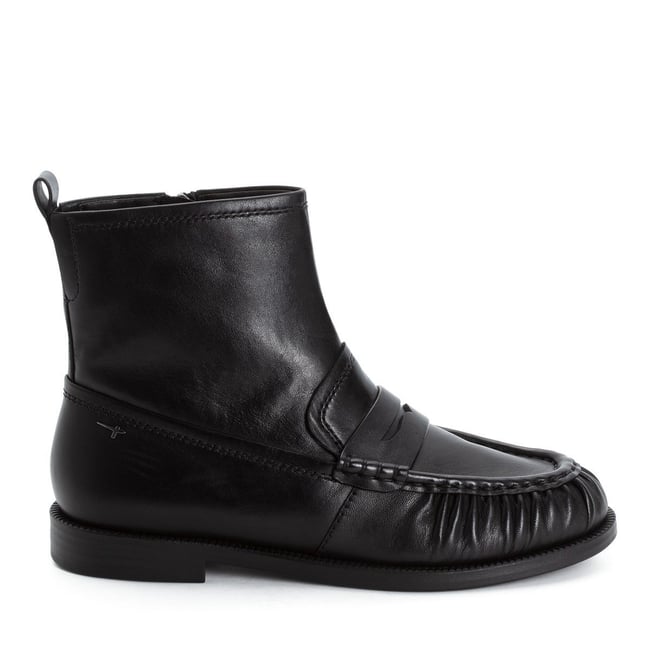 Bottine en cuir noir cuir <span itemprop=