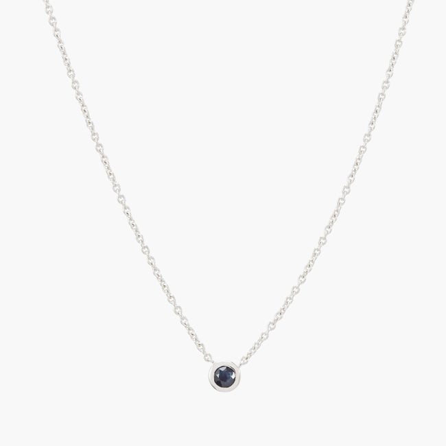 Collier argent 925 serti d'une pierre de Saphir v002232 <span itemprop=