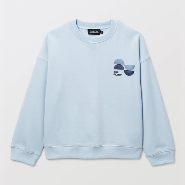 Sweat col rond à inscription en coton BIO GOTS nuage <span itemprop=