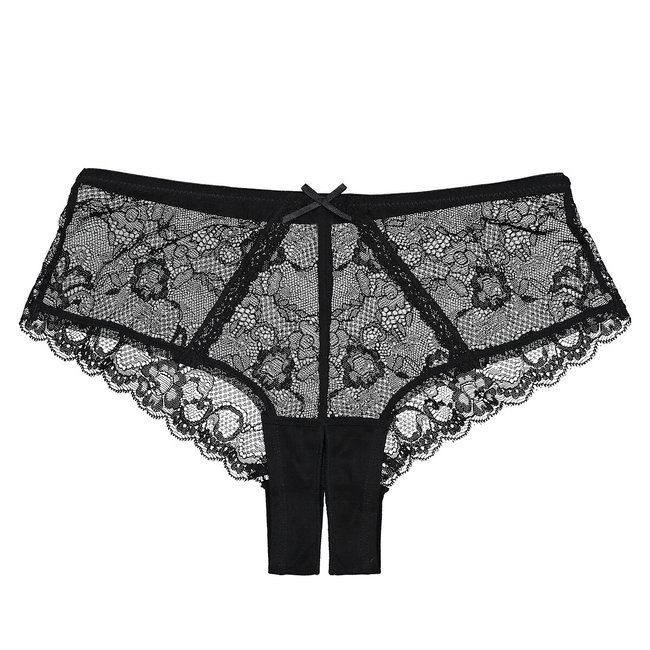 Shorty fendu en dentelle noir Suite Privee La Redoute