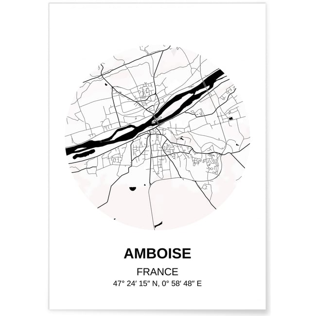 Affiche Carte Amboise Couleur blanc <span itemprop=
