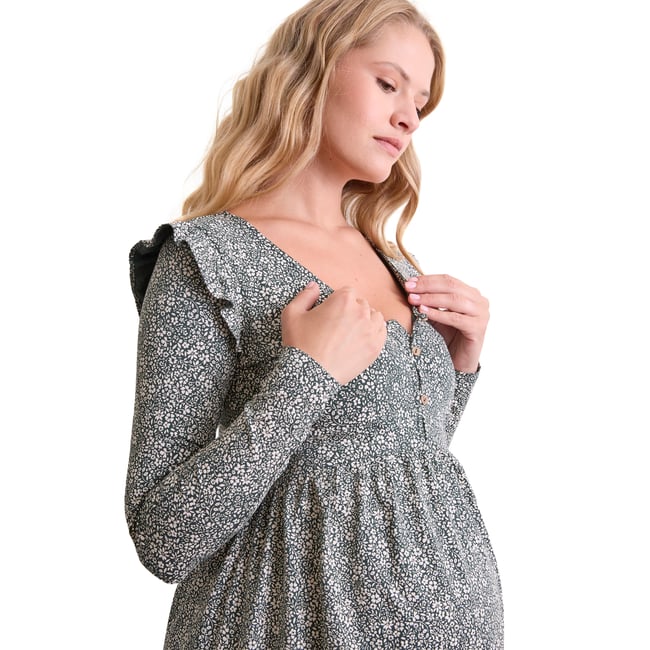 Robe courte en maille grossesse et allaitement vert sapin <span itemprop=