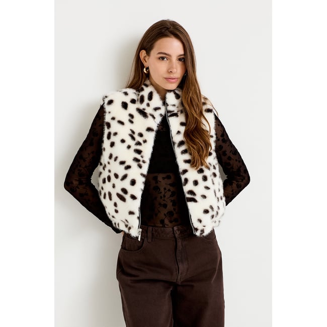 Veste sans manches col montant noir <span itemprop=