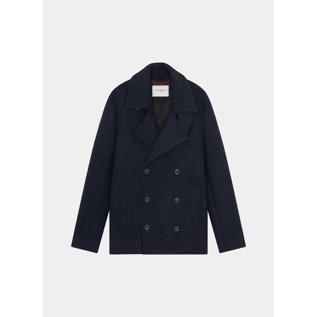 Manteau en drap de laine CABAN bleu marine <span itemprop=
