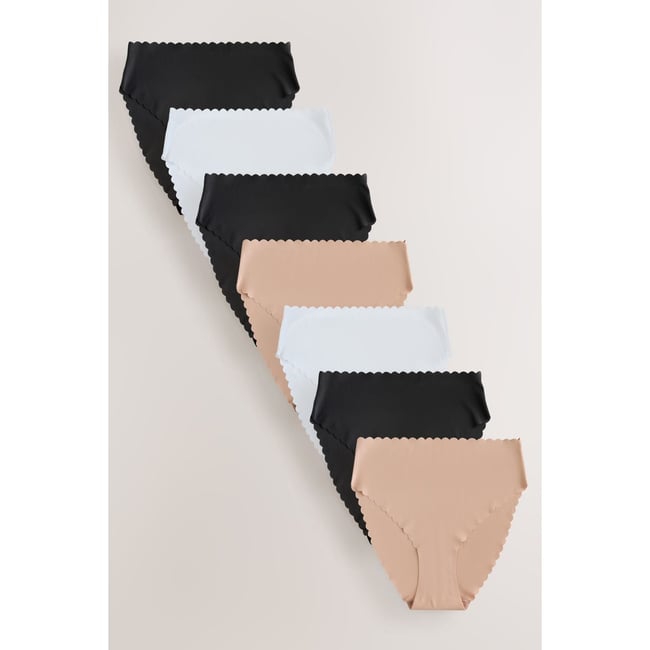 Culotte festonnée invisible, lot de 7 noir/blanc/nuit/praline <span itemprop=