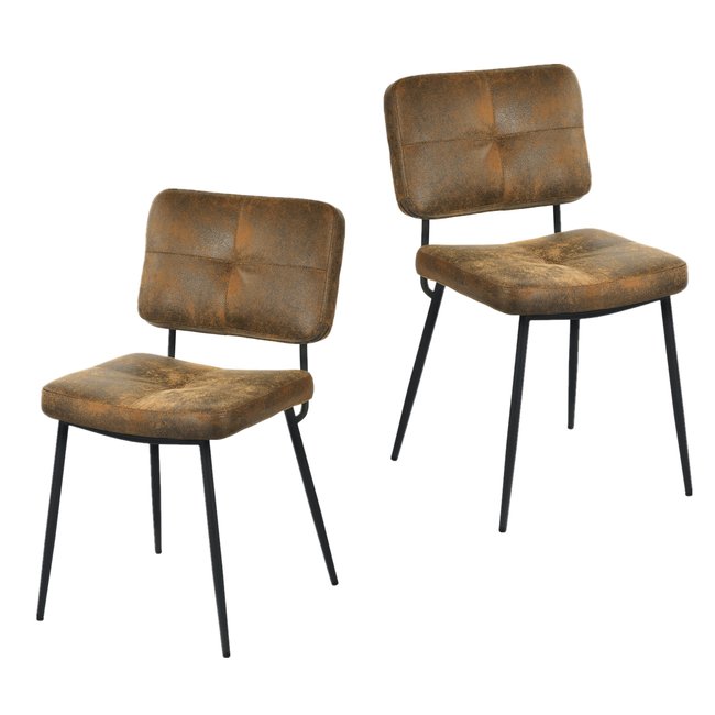 Lot de 2 chaises de salle à manger rétro vintage, KAROMI Couleur marron <span itemprop=