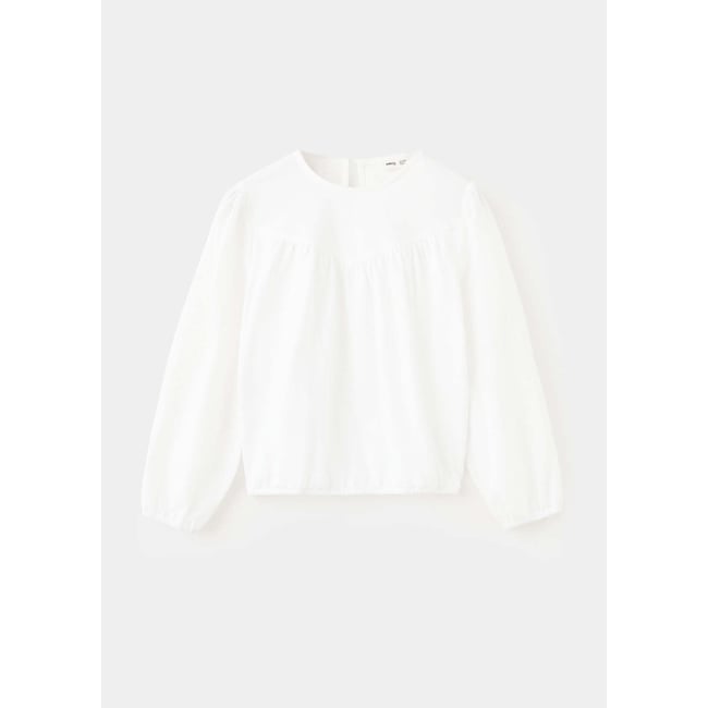 T-shirt 100 % coton brodé blanc cassé <span itemprop=