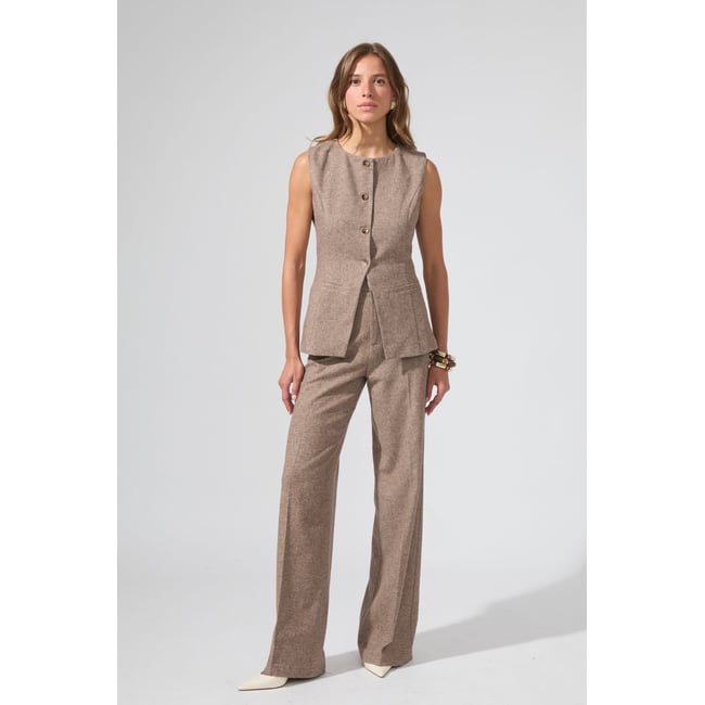 Pantalon droit ample RODRIGUE taupe <span itemprop=