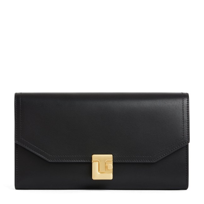 Portefeuille grand en cuir lisse ROSE noir <span itemprop=