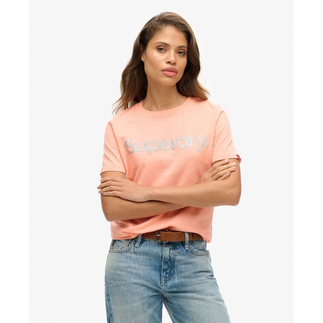 T-shirt Core à logo métallisé rose punch papaye <span itemprop=