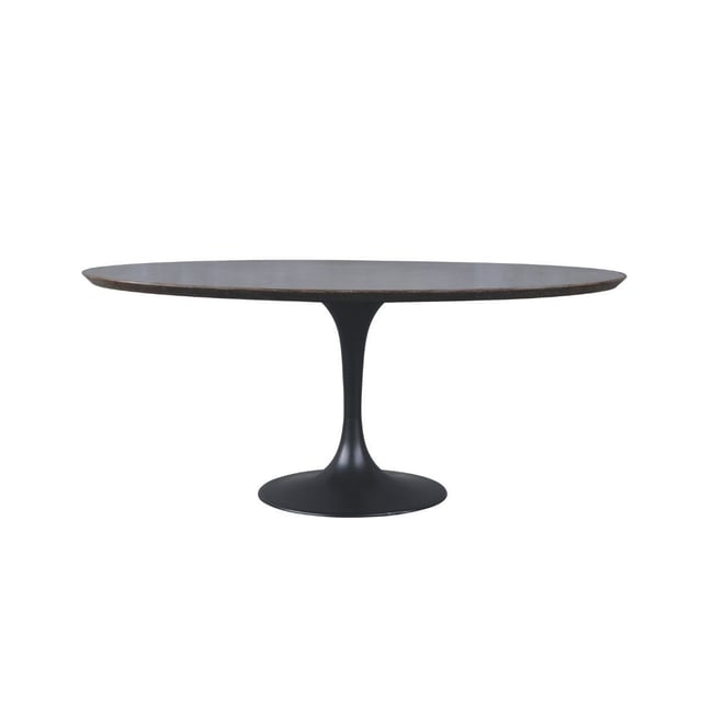 Table à manger en chêne, métal et pierre bleue L180 cm - TULIPE Couleur noir <span itemprop=