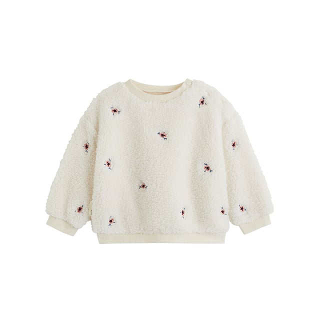 Sweat-shirt bébé en sherpa Cléo vanille <span itemprop=