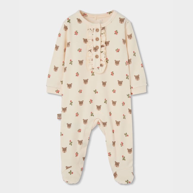 Grenouillère bébé fille imprimé oursons multicolore <span itemprop=