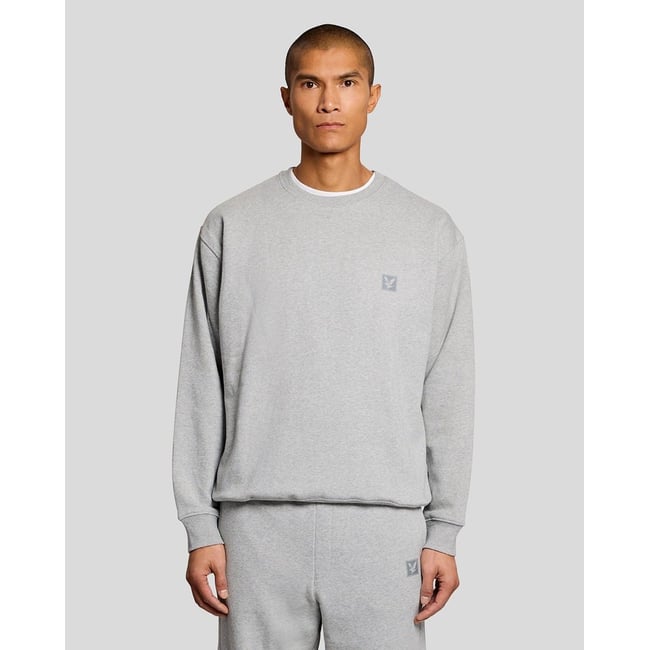 Sweat-shirt col rond lounge gris clair chiné <span itemprop=
