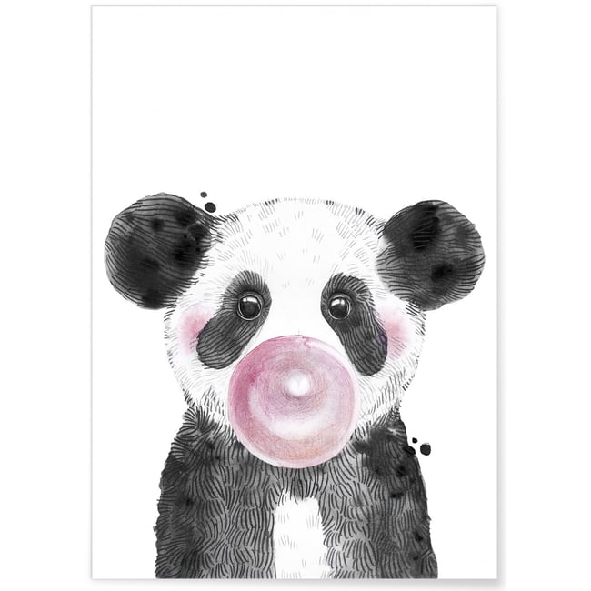 Affiche 'Bulle de Panda Rose' Couleur blanc <span itemprop=