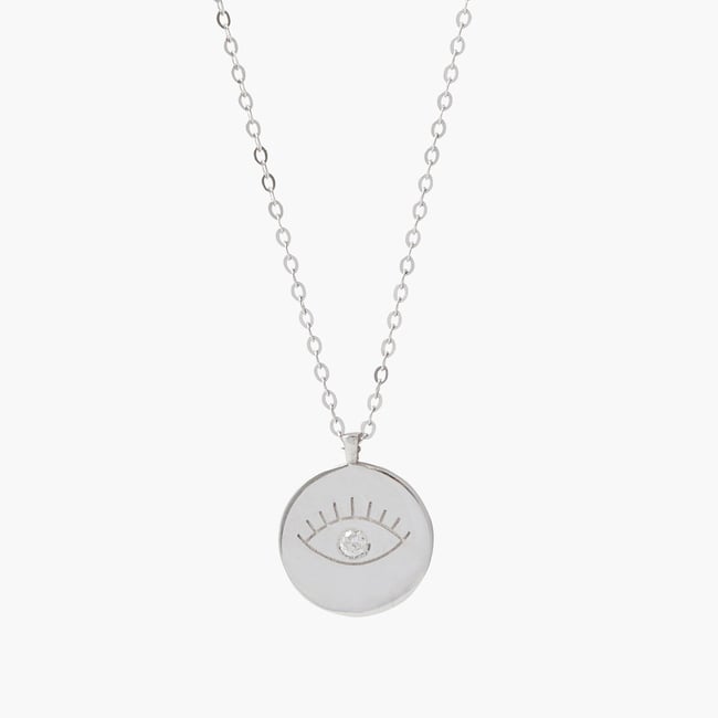 Collier fin argent 925 à médaillon serti d'un diamant 12 mm v019844 <span itemprop=