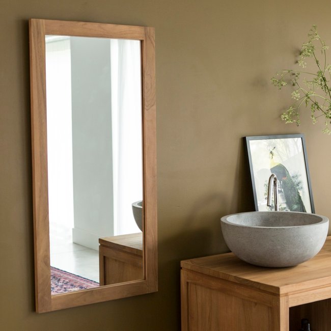 Miroir en Teck 100x50 cm BAHYA Couleur naturel <span itemprop=