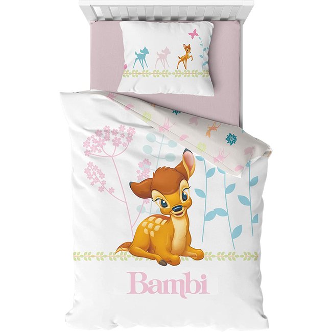 Parure de Lit Bébé Coton Bambi rose <span itemprop=