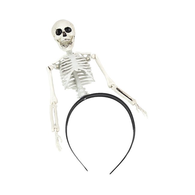 Serre tete squelette en plastique noir <span itemprop=