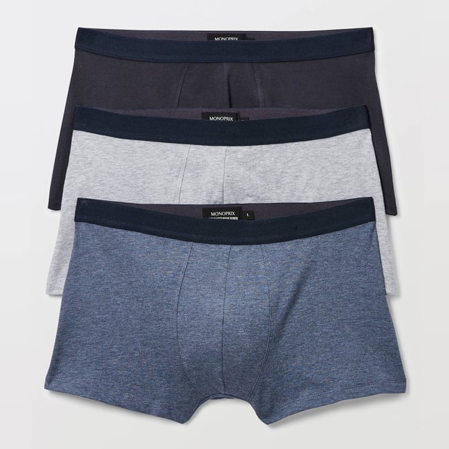 Lot de 3 boxers en coton BIO GOTS gris <span itemprop=