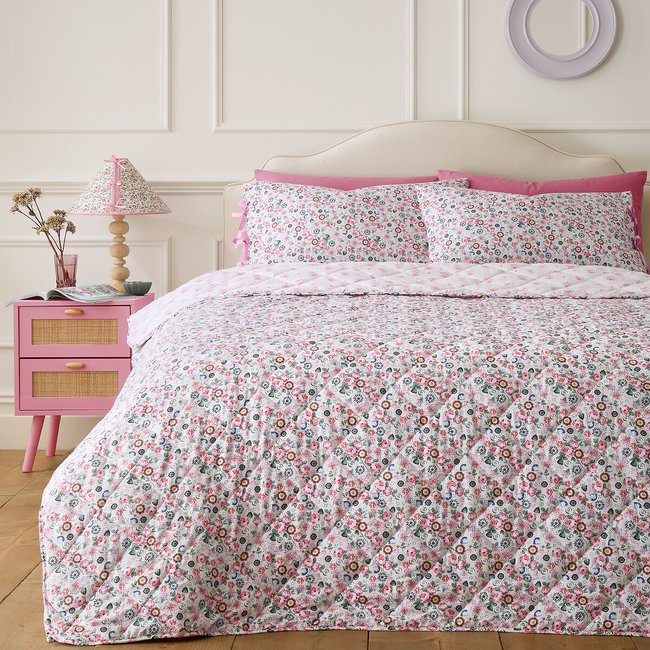 Pearly Queen Ditsy Cotton Quilted Bedspread, pink, CATH KIDSTON