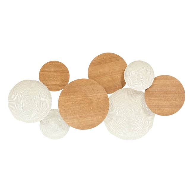 Décoration murale en métal et bois TALIE Couleur beige lin <span itemprop=