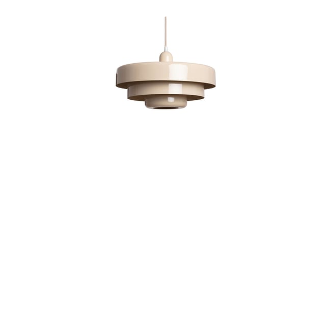 Suspension ronde en métal finition brillant  35cm- SAMMY Couleur beige <span itemprop=