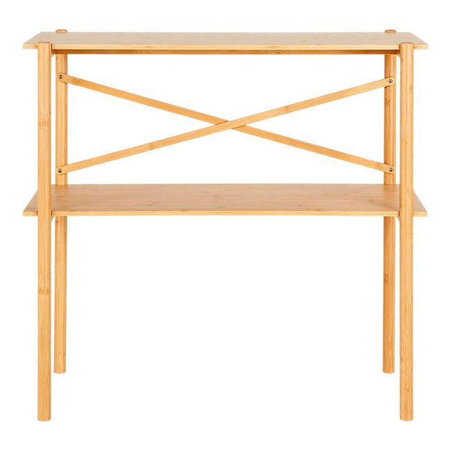 Petite console en bambou à double plateau TALLINN Couleur bois naturel <span itemprop=