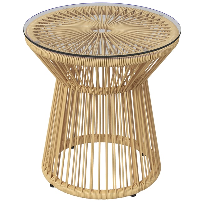 Table d'appoint en rotin Résine tressée beige <span itemprop=