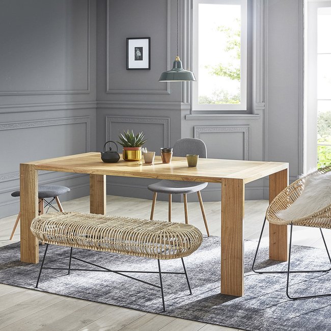Table en mindi massif finition noyer 8 pers.  MILO - BERAH GETAH