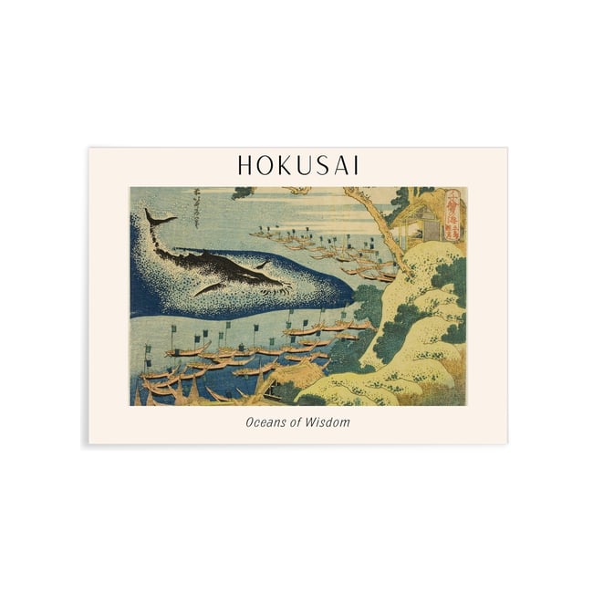Affiche Hokusai 'Oceans of Wisdom' Couleur blanc <span itemprop=