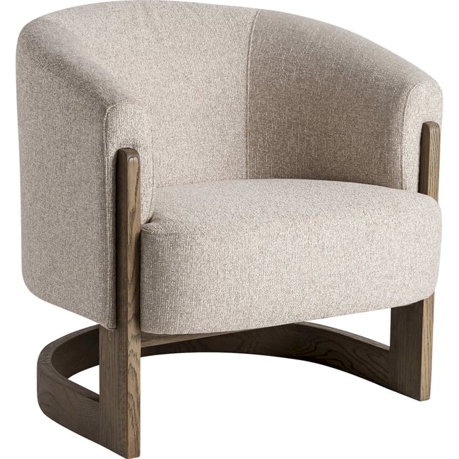 Fauteuil contemporain en frêne massif Couleur beige taupe et bois naturel <span itemprop=
