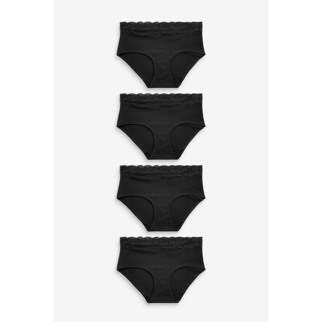 Culottes mi-hautes et dentelle, lot de 4 noir <span itemprop=