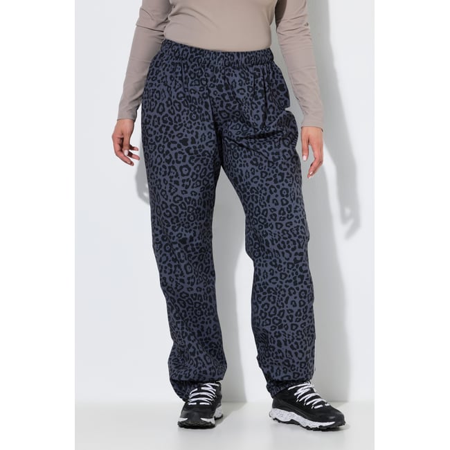 Pantalon de pluie, motif léopard gris asphalte <span itemprop=