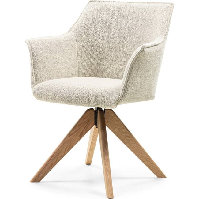 Chaise pivotante collection MANER, Accoudoirs Couleur crème et chêne huilé <span itemprop=