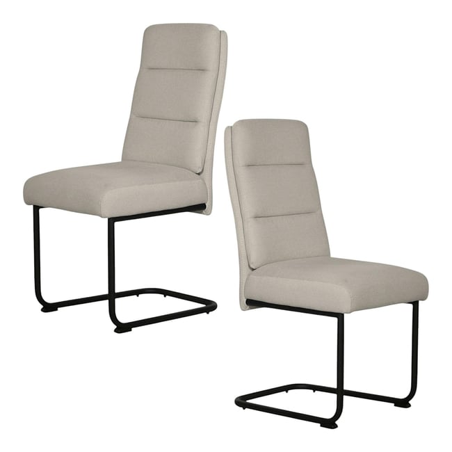 Chaise à dossier haut en tissu beige (lot de 2) LOMBARDIE Couleur taupe <span itemprop=
