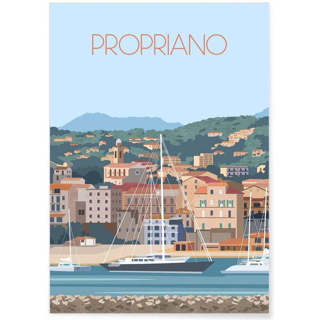 Affiche ville Propriano Couleur blanc <span itemprop=