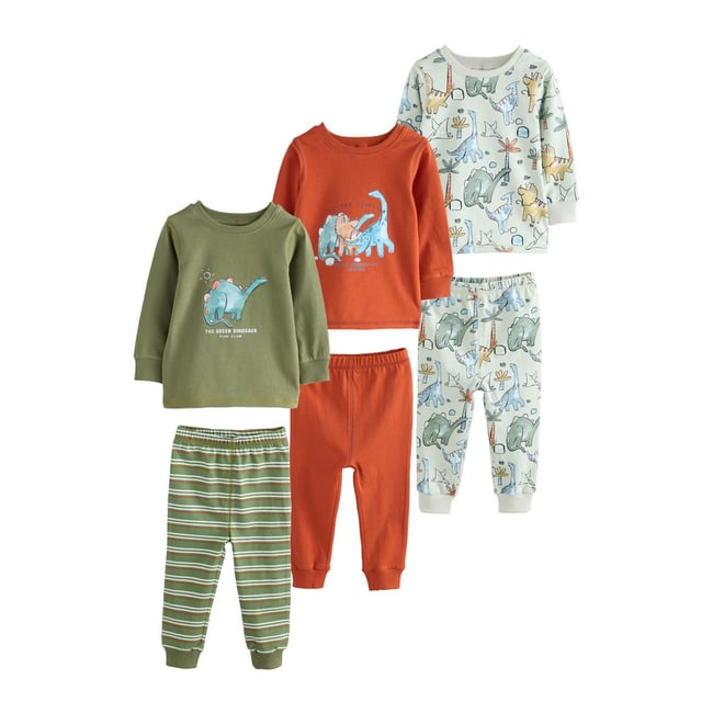 Pyjama douillet, lot de 3 croquis de dinosaure vert/orange <span itemprop=