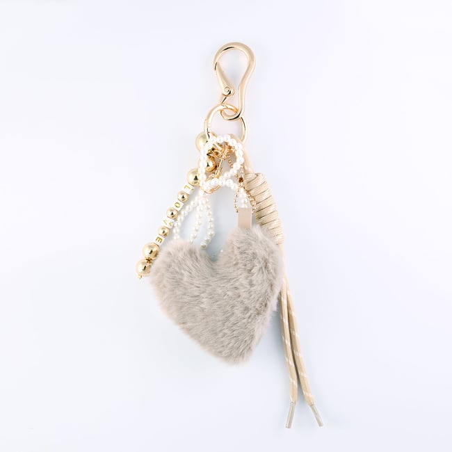 Bijoux de sac cœur beige beige <span itemprop=