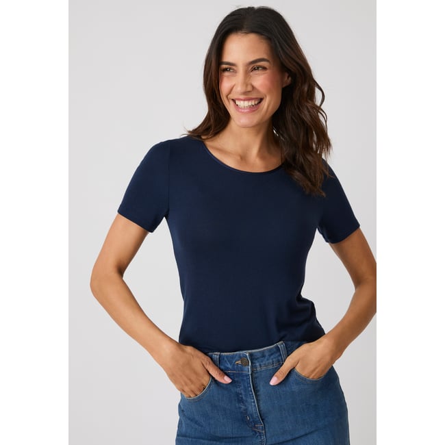 T-shirt Thermolactyl Sensitive manches courtes col rond bleu marine <span itemprop=