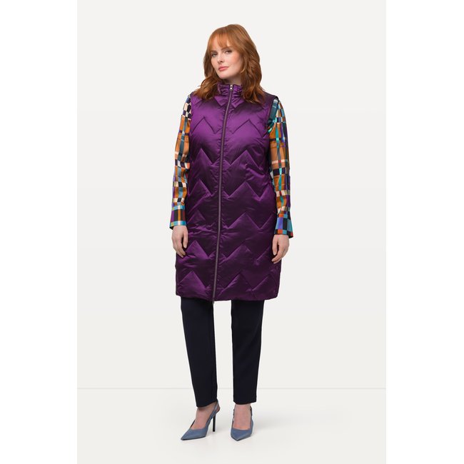 Gilet long à col montant violet foncé <span itemprop=