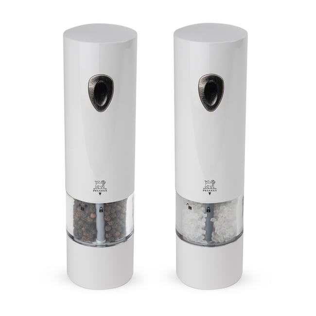 Duo de moulin à poivre et sel électrique blanc <span itemprop=