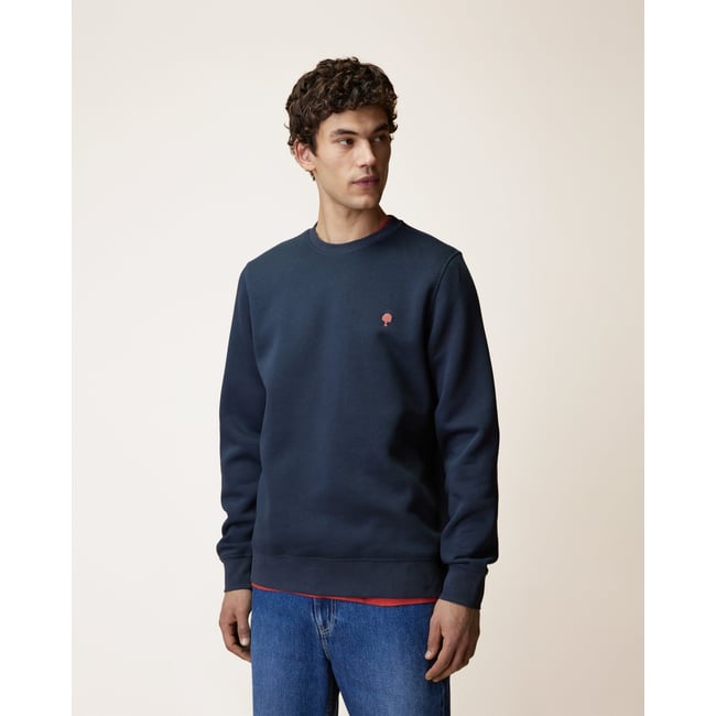Sweat en molleton bleu marine <span itemprop=