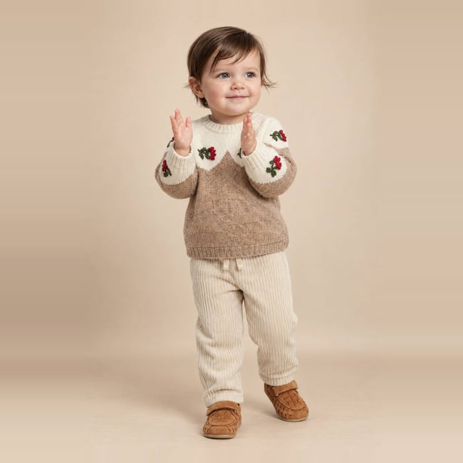 Pull jacquard brodé veloute melange <span itemprop=
