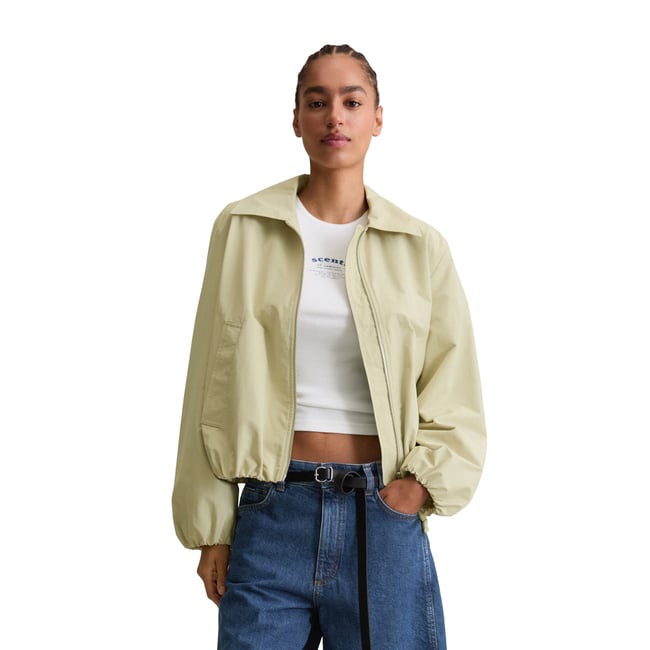 Veste relaxed en mélange de coton organique et de nylon vert <span itemprop=