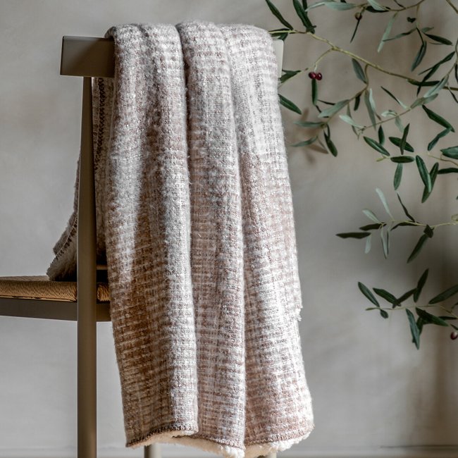 Woven Faux Mohair Sherpa Throw, natural, SO'HOME