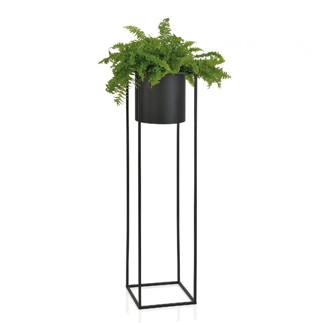 Cache-pot sur Pied en Métal Noir - Hauteur 100cm Couleur noir <span itemprop=